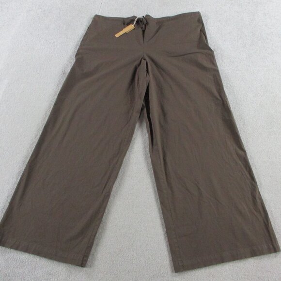SKIMS Cotton Poplin Pants Womens Medium Brown Washed Dark Sepia Wide Leg NWT NEW - Picture 2 of 13